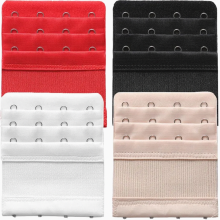 Prolunghe regolabili per reggiseno da donna, chiusura a quattro ganci, tre file, nere, bianche, rosse e color carne.