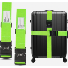 Confezione da 2 cinghie per bagagli, 5 x 200 cm, regolabili, con chiusura a combinazione, colore verde, ideali per i viaggi.