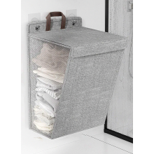 Cesto portabiancheria pieghevole da 60 litri con coperchio e maniglie, cesto portabiancheria sospeso, organizer in tessuto grigio traspirant