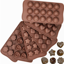 Set di stampi in silicone per caramelle, 6 pezzi, vassoi flessibili per cioccolato, caramelle gommose e caramelle dure, marrone