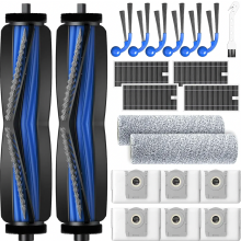 Kit de acessórios para aspirador robô com 21 peças, incluindo escovas principais, sacos de pó, rolos de limpeza, filtros, escovas laterais e