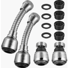 Kit com 4 Extensores Flexíveis para Torneira, Aerador Giratório 360 para Pia de Cozinha, Economiza Água
