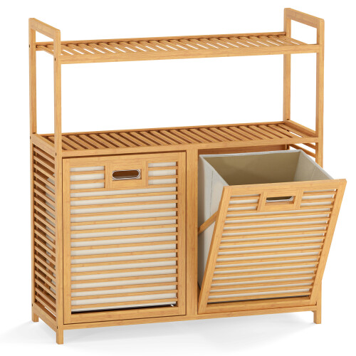 Costway 27L Bamboo laundry basket