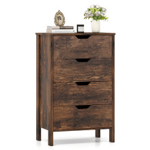 4 Drawer Wooden Tall Utility Storage Dresser with Anti-Toppling Kits