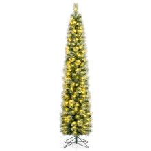 214 CM Pre-Lit Pencil Christmas Tree 150 Lights 8 Modes For Xmas