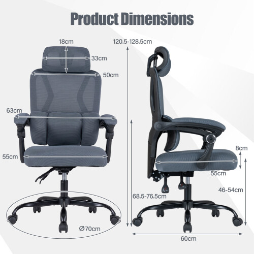 Costway Swivel Rolling Task Chair with Adaptive Lumbar Support 2
