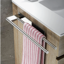 Self Adhesive Double Towel Rail, Stainless Steel Wall Mounted Holder, No Drilling, Silver, for Bathroom