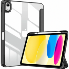 Tablet Case Compatible with 10th Generation 10.9 Inch Device, Shockproof Cover with Pencil Holder, Clear Back, Black