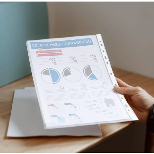100 A4 Clear Document Sleeves, Transparent PP Plastic Pockets for Reports, Brochures and Paperwork 2