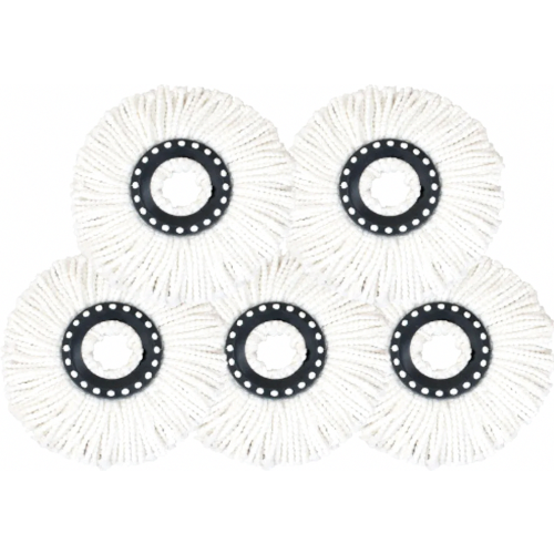 5 Pack Replacement Mop Heads for Spin Mops, Microfibre Refill Pads, White for Home Cleaning