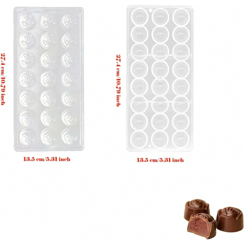 2 Pack Transparent Chocolate Moulds, Reusable Plastic Praline, Truffle, Candy and Cake Making Set 1