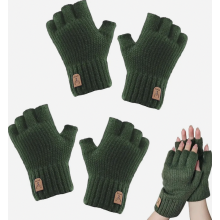 2 Pairs Knitted Fingerless Gloves, Warm Winter Touchscreen Half-Finger Mittens for Men and Women