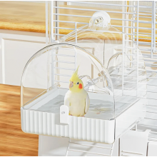 3-in-1 Hanging Bird Cage Bath, Feeding Bowl and Resting House for Lovebirds and Budgies, Durable