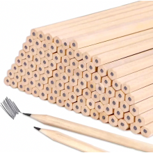 100 HB Wooden Pencils, Hexagonal Unpainted Golf Pencils for Children, Teachers, Office and School
