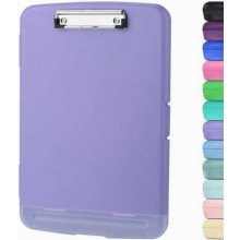A4 Clipboard with Cover and Storage, Plastic Writing Board for School, Office and Industrial Use, Purple