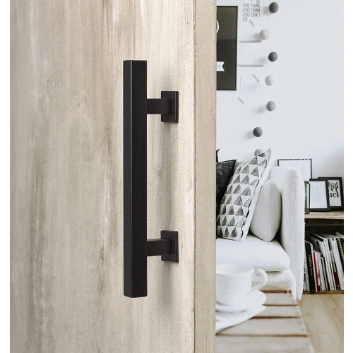 30 cm Black Sliding Barn Door Handle, Rectangular Pull for Kitchen Cabinets, Sheds and Garden Houses 1