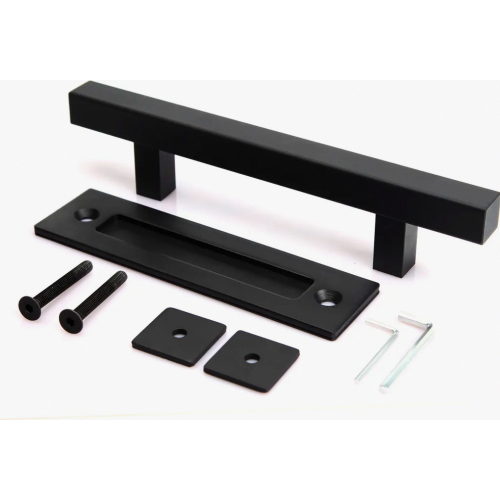 30 cm Black Sliding Barn Door Handle, Rectangular Pull for Kitchen Cabinets, Sheds and Garden Houses 2