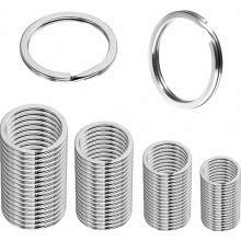 100-Piece Key Ring Set, Silver Key Rings in 4 Sizes for House and Car Keys, DIY Craft Projects