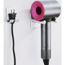Stainless Steel Hair Dryer Holder, No-Drill Adhesive Wall Mount Rack for Bathroom Storage, Silver