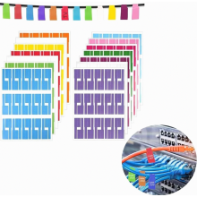 Self Adhesive Cable Labels, 840 Pieces in 12 Colours, Waterproof Tear Resistant A4 Sheets for USB HDMI and Power Cables