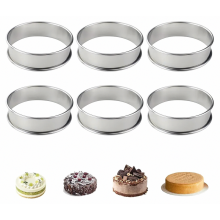 6-Piece Round Stainless Steel Cake Rings, Dessert Moulds, Crumpet Rings, 8 x 2.5 cm, Silver