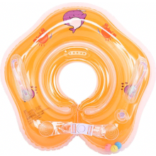 Baby Neck Swim Ring, Inflatable Swimming Float for Infants, Orange, Lightweight Design for Pool or Bath Use