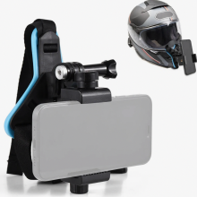 Action Camera Helmet Mount with Adapter and Phone Clip, Compatible with Action Cameras and Smartphones