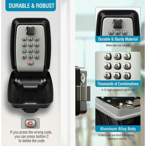 Waterproof Wall Mounted Key Safe for Outdoor Use, Secure Key Storage Box with Combination Lock 1