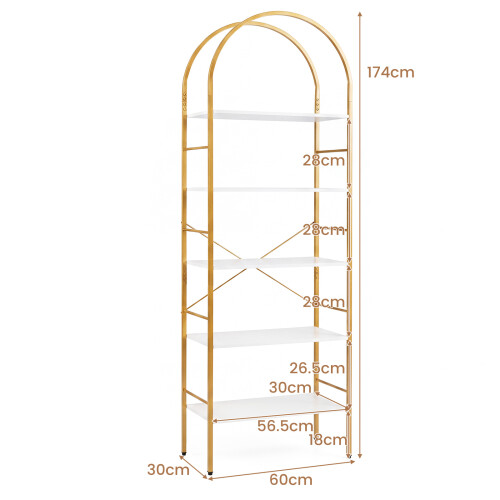 Costway 174 cm Freestanding Bookshelf with Metal Frame 2