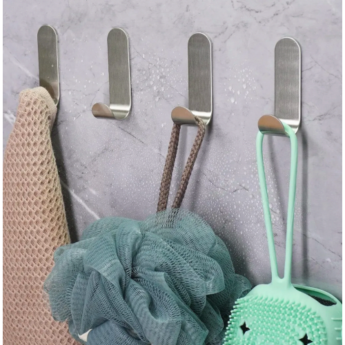 12 Pack Stainless Steel Adhesive Hooks, No-Drill Wall Hooks, Waterproof, Rust Resistant, Silver 1