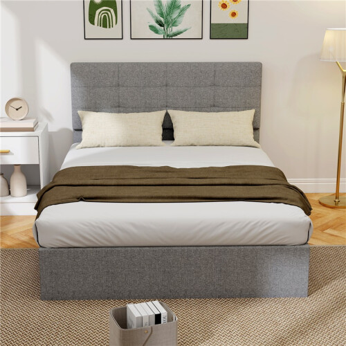 4ft6 Double Ottoman Bed with Gas Lift Storage - Grey 2