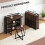Costway Folding Table w/Stool 90 cm Computer Desk Set w/ AC Outlets 6