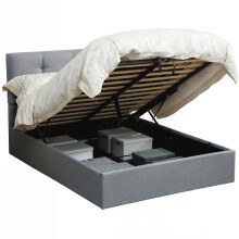 4ft6 Double Ottoman Bed with Gas Lift Storage - Grey