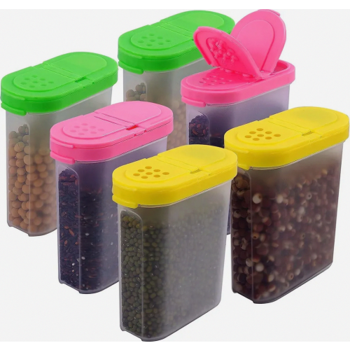 6 Pack 250ml Spice Shaker Jars, Seasoning Containers with Sprinkle Lids for Kitchen Storage