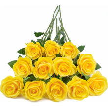 12 Artificial Roses, Realistic Flower Bouquet for Home, Wedding, Birthday, Party and Garden Decoration