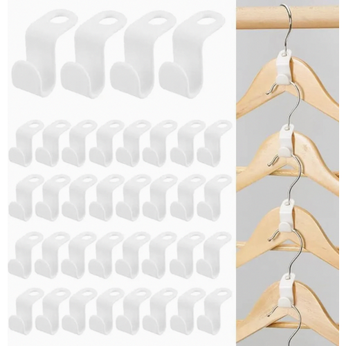 50 Pack Clothes Hanger Connector Hooks, Space Saving Cascading Clips for Home Wardrobe Organisation