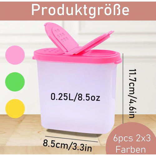 6 Pack 250ml Spice Shaker Jars, Seasoning Containers with Sprinkle Lids for Kitchen Storage 1