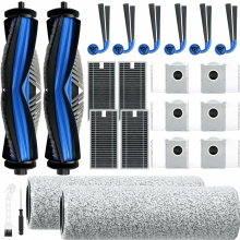 21 Piece Vacuum Cleaner Accessory Kit, 2 Main Brushes, 2 Mop Rollers, 4 Filters, 6 Side Brushes, 6 Carbon Dust Bags