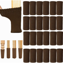 24 Pack Elastic Knitted Chair Leg Covers with Felt Pads, Furniture Floor Protectors Against Scratches and Noise