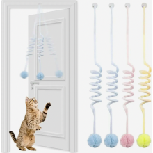 4 Piece Interactive Hanging Cat Toys for Door Frames, Retractable Self-Play Toys for Kittens