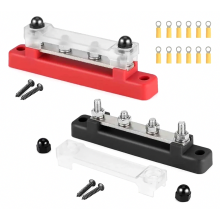 2 Pack 12V-48V DC Busbar Distribution Block, 150A Power Distributor with 4 M6 Studs for Boat RV