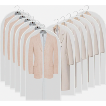 12 Pack Long Garment Bags, 60 x 120 cm, Clear Reusable Suit Covers with Waterproof Moth Protection