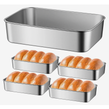 5 Pack Stainless Steel Loaf Tins, Non Stick Bread Baking Pans for Toast, Cakes and Home Baking