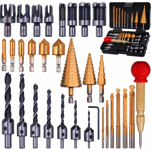 26-Piece Woodworking Countersink Drill Bit Set, High-Speed Steel Chamfer Tools for Clean Hole Edges