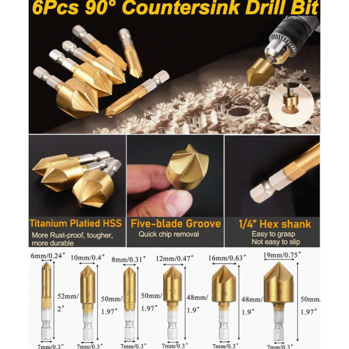 26-Piece Woodworking Countersink Drill Bit Set, High-Speed Steel Chamfer Tools for Clean Hole Edges 2