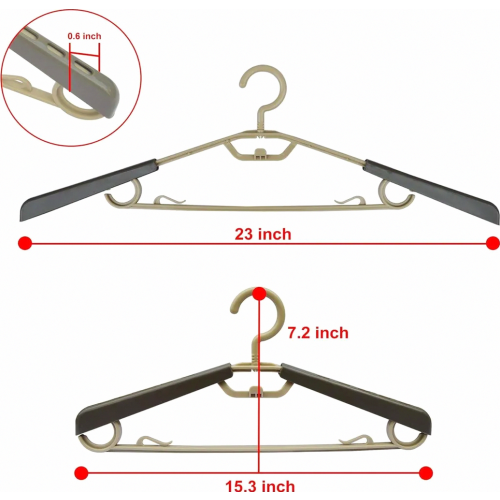 5 Pack Large Extendable Suit Hangers, High Quality Plastic Clothes Hangers for Wardrobes, Grey 2