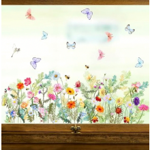 Spring Window Decorations, 3 Sheets Floral and Butterfly Static Cling Self Adhesive Stickers for Home