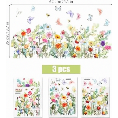 Spring Window Decorations, 3 Sheets Floral and Butterfly Static Cling Self Adhesive Stickers for Home 1