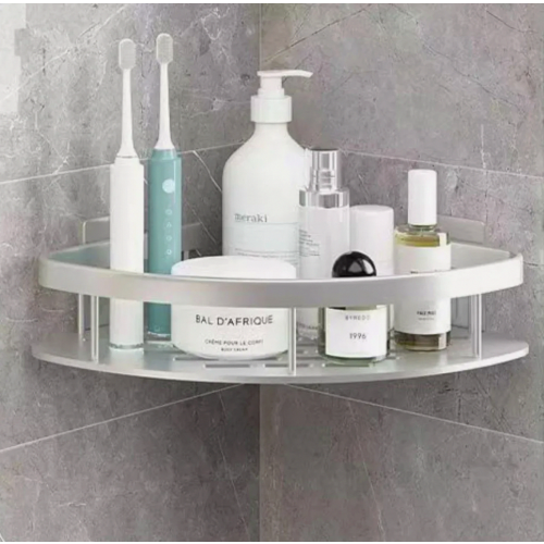 No-Drill Shower Caddy 2-Pack, Wall-Mounted Corner Bathroom Storage Shelf, Silver, 28 cm, for Kitchen 2