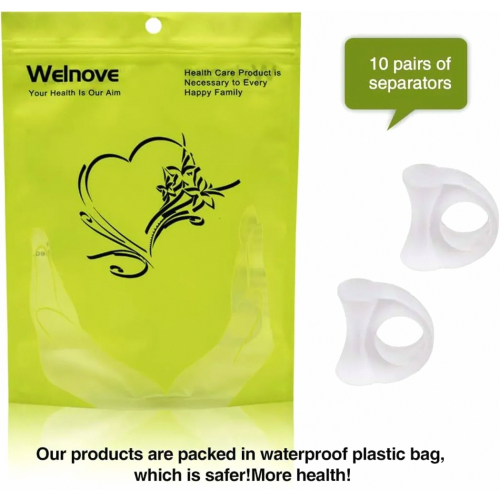 10 Pack Gel Toe Separators for Bunion Relief, Overlapping Toes, Transparent Silicone Toe Spacers 2